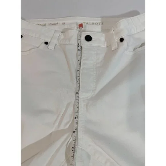 Talbots Womens White Heritage Straight-Leg Pants Size 10 Cotton Blend - Picture 11 of 15